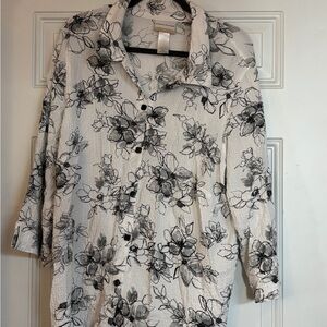 Alfred dunner Black & White Floral Button-Front Shirt